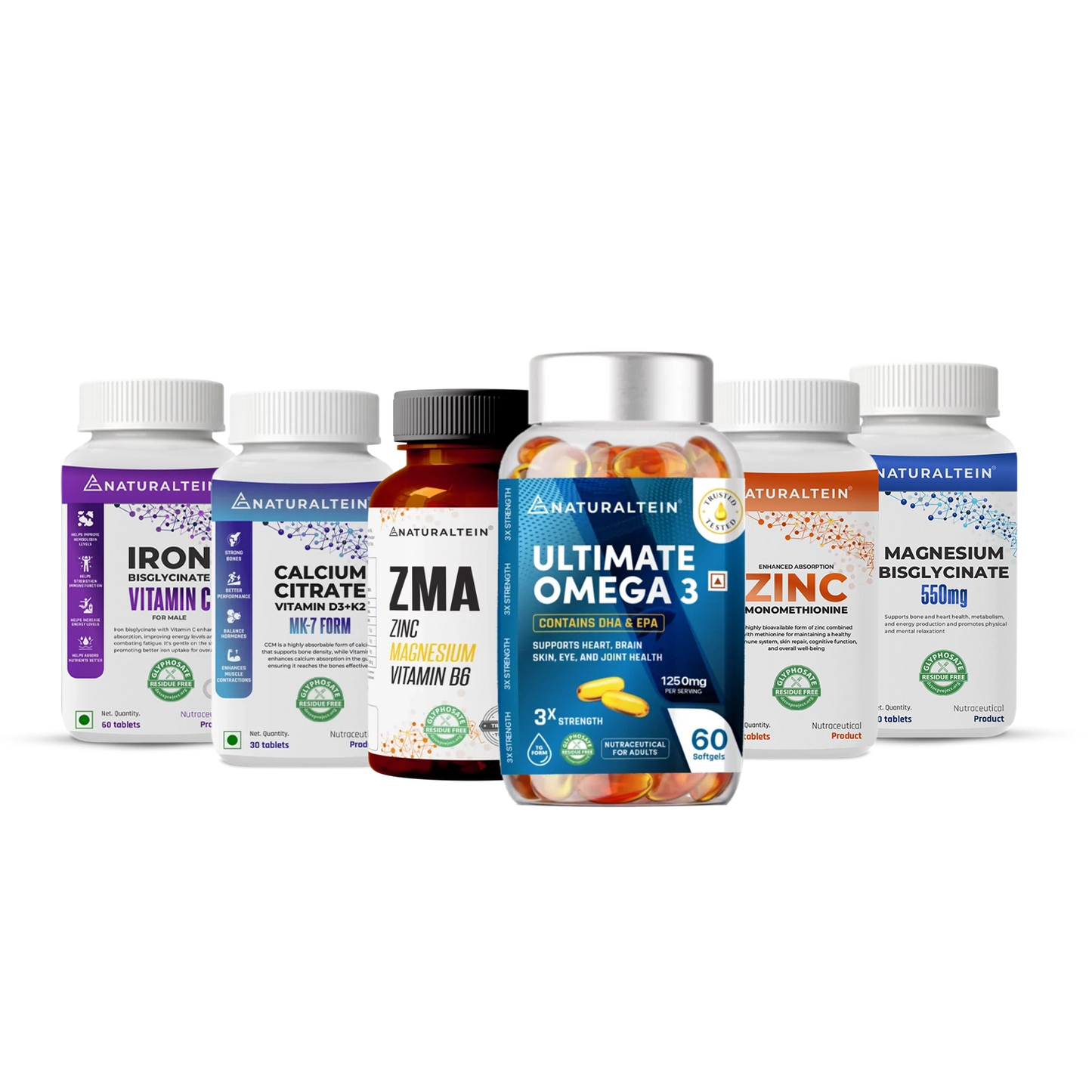 Great Value deal – All Micronutrients (Magnesium Glycinate + Calcium Citrate + ZMA + Omega 3 + Iron with Vit C + Zinc Monometheonine)