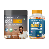 Great Value Deal – CREA BOOST Creatine Monohydrate Unflavoured (250g) + Omega 3 Triple Strength (60 Softgels)