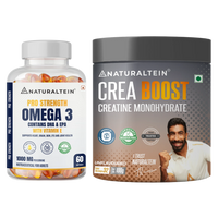 Great Value Deal – CREA BOOST Creatine Monohydrate Unflavoured (100g) + Pro Strength Omega 3 (60 Softgels)