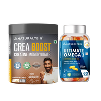 Great Value Deal – CREA BOOST Creatine Monohydrate Unflavoured (250g) + Omega 3 Triple Strength (60 Softgels)