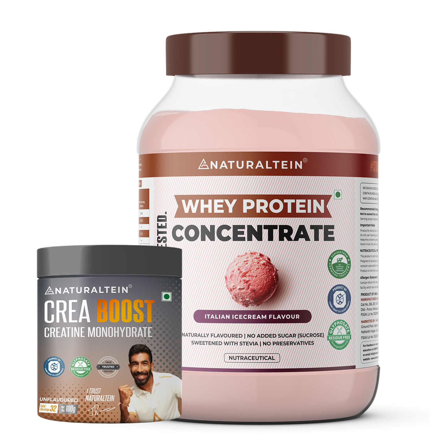 Super Deal - 100% Natural Whey Protein Concentrate (1 kg) + CREA BOOST Creatine Monohydrate
