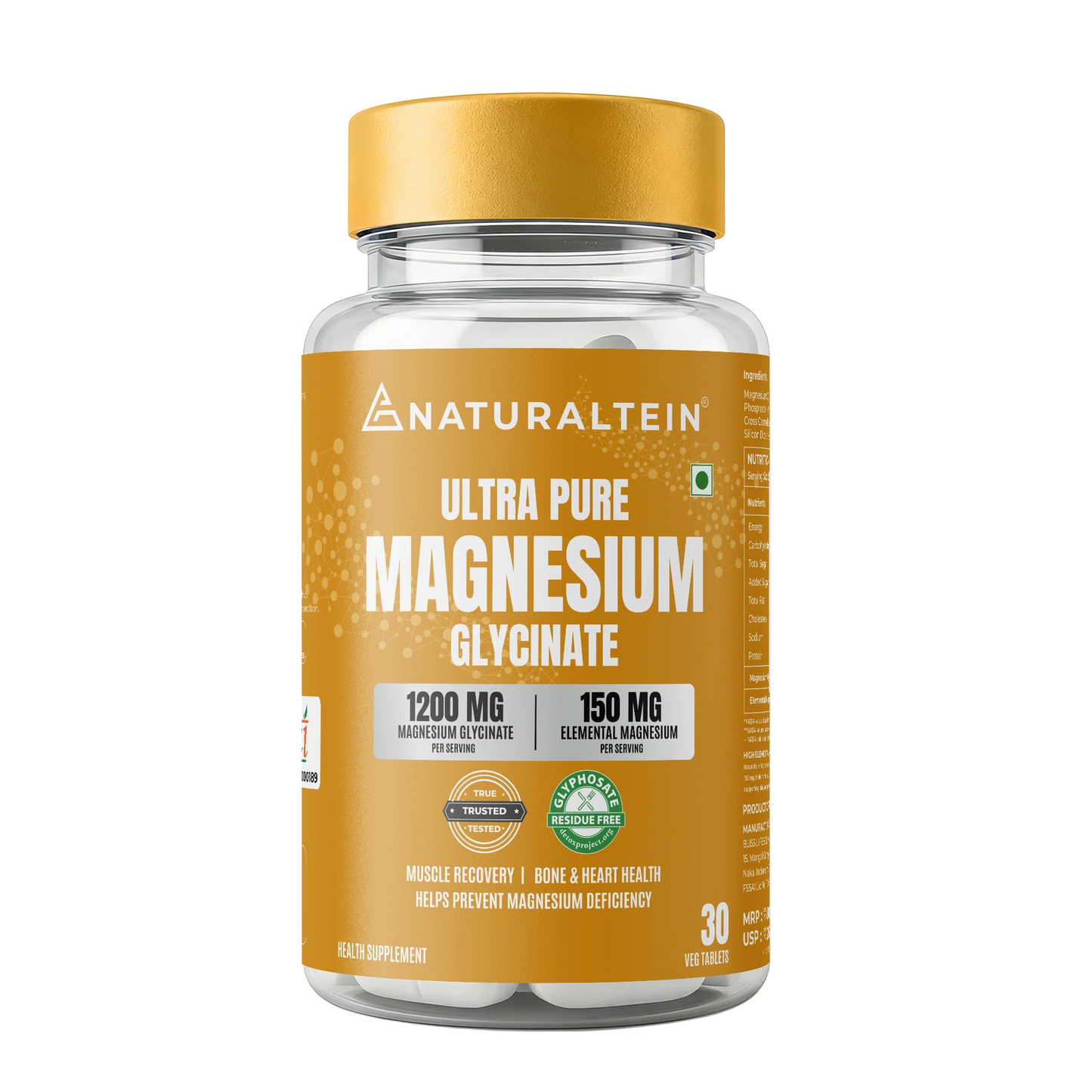 100% Magnesium Glycinate 1200 mg
