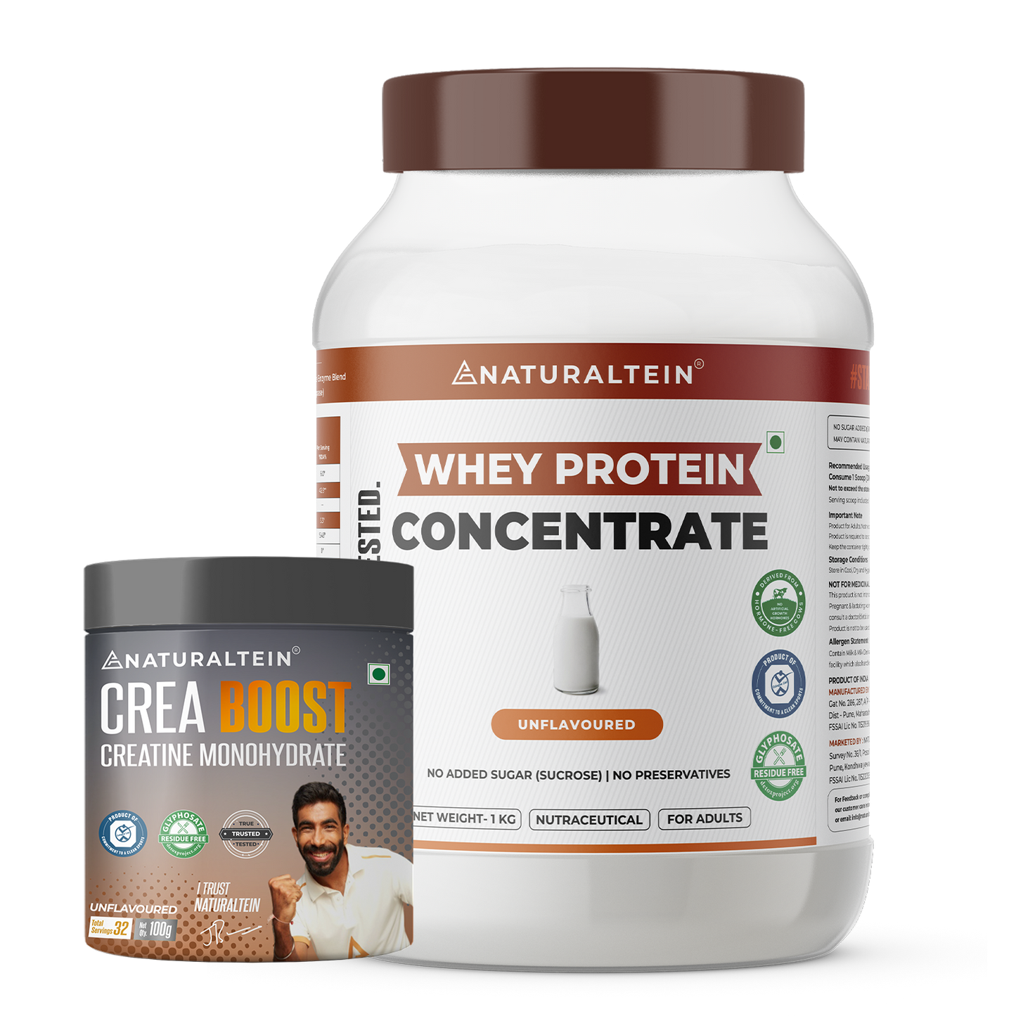 Super Deal - 100% Natural Whey Protein Concentrate (1 kg) + CREA BOOST Creatine Monohydrate