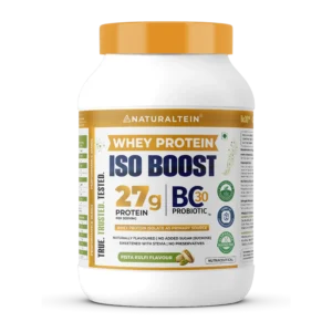 NATURALTEIN -100% Natural Whey Protein ISO BOOST- Pista Flavour (27 G Protein)
